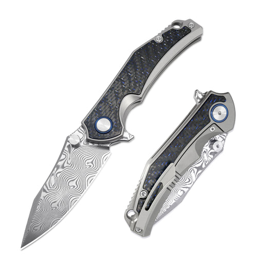 MFKNIFE Flipper & Thumb Stud Knife Titanium Handle (3.8"  RWL34+PMC27 Blade) KB001