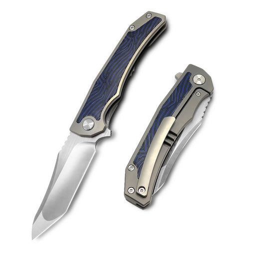 MFKNIFE Flipper Knife Titanium & Carbon Fiber Handle (4.7" VG10 Blade) KB003