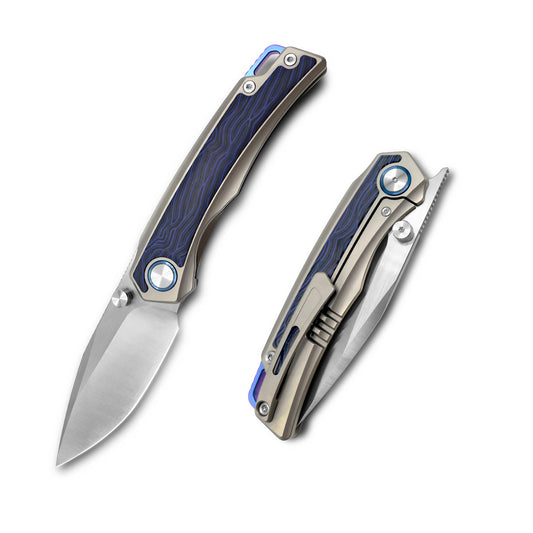 MFKNIFE Flipper & Thumb Stud Knife Titanium & Carbon Fiber Handle (3.8" VG10 Blade) KB005