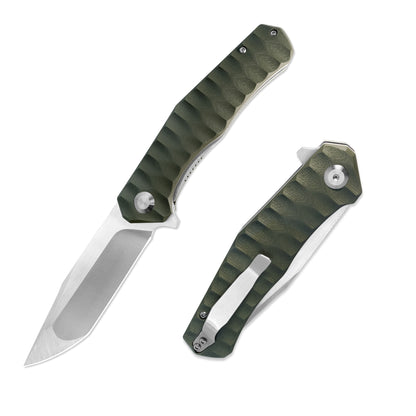 MFKNIFE Flipper Knife Stainless Steel & Micarta Handle (3.9" 9Cr18 Blade) KA010