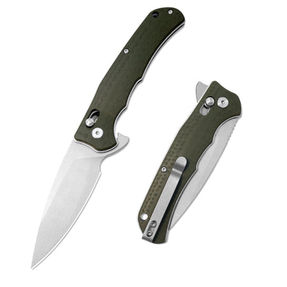 MFKNIFE Flipper Knife 2Cr13 & Carbon Fiber Handle (3.8" D2 Blade) KA011