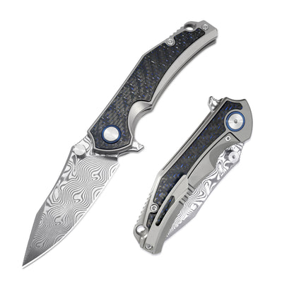 MFKNIFE Flipper & Thumb Stud Knife Titanium Handle (3.8"  RWL34+PMC27 Blade) KB001