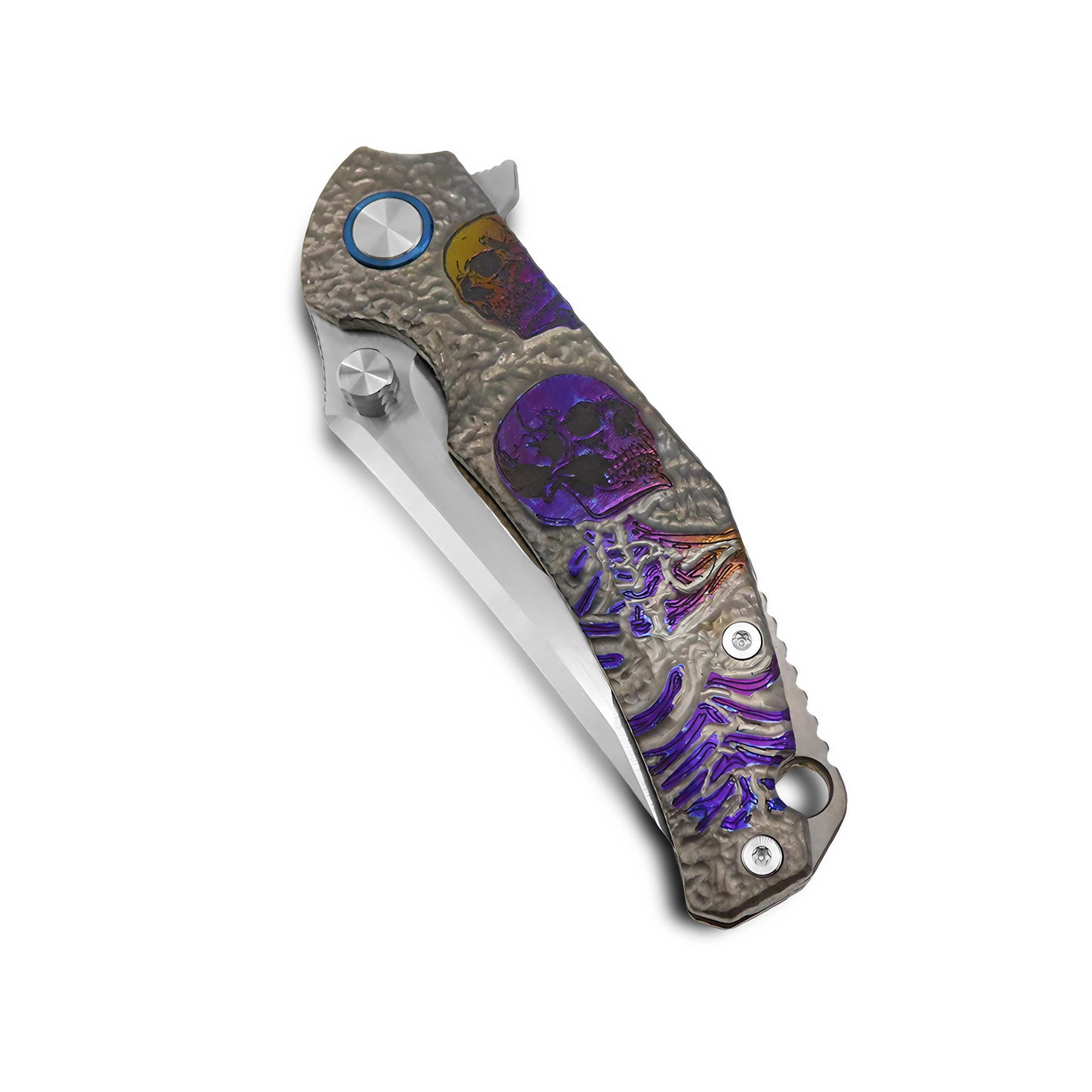 MFKNIFE Flipper & Thumb Stud Knife Titanium-Engraved Anodized Coloring Handle (4.0" VG10 Blade) KB006