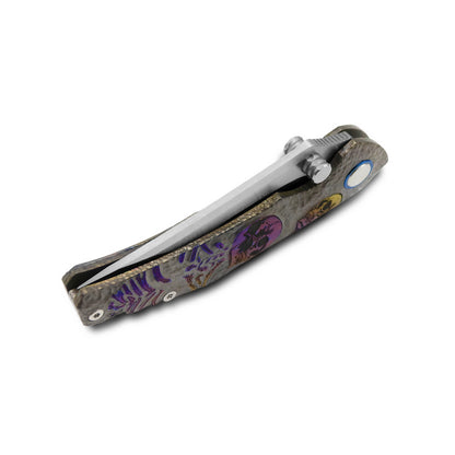 MFKNIFE Flipper & Thumb Stud Knife Titanium-Engraved Anodized Coloring Handle (4.0" VG10 Blade) KB006