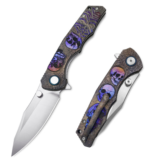 MFKNIFE The Reaper KB012 Tactical Folding Knife – VG10 Blade, Titanium Handle, Outdoor Survival EDC Pocket Knife